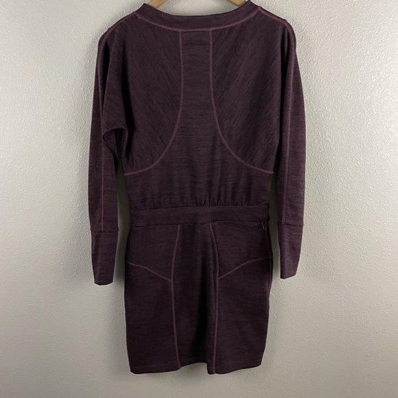 Athleta Womens XXS Purple Give It Your All Long Sleeve Drawstring Sweater Dress - Picture 4 of 5